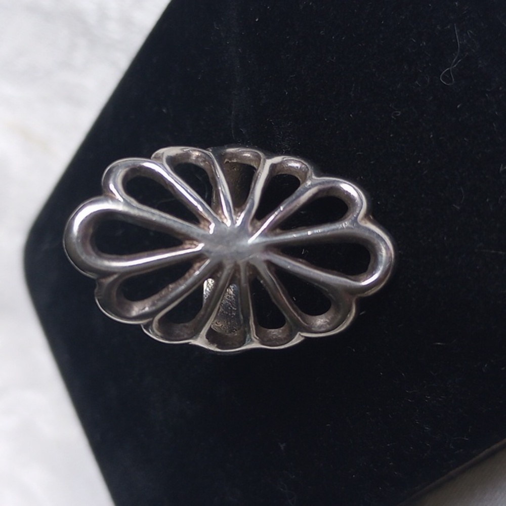 Vintage Artisan Sterling Sandcast Southwestern Flower Sun Celestial Ring 6